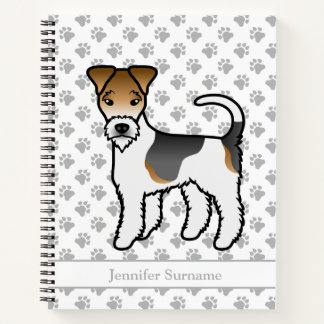 Tricolor Wire Fox Terrier Cute Dog &amp; Name Notebook
