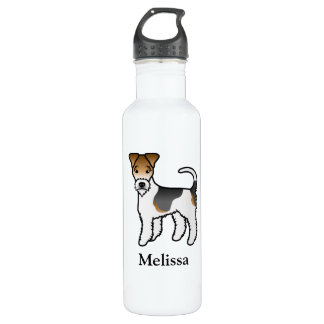 Tricolor Wire Fox Terrier Cute Dog &amp; Name Stainless Steel Water Bottle