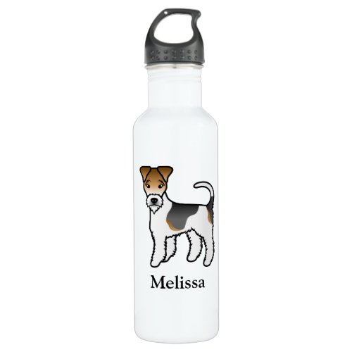 Tricolor Wire Fox Terrier Cute Dog  Name Stainless Steel Water Bottle