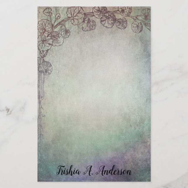 Tricolor with Greenery Vines Stationery (Front)