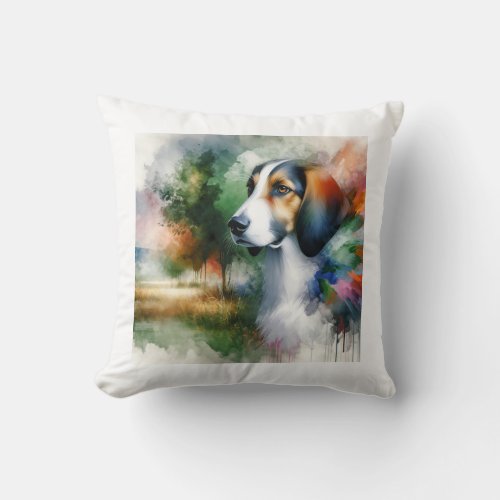 Tricolor Yugoslavian Hound Watercolor AREF812 _ Wa Throw Pillow