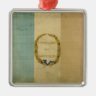 Tricolore with the motto 'Live Free or Die' Metal Ornament