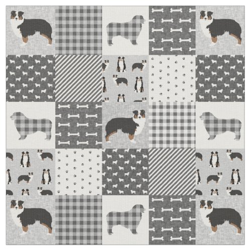 Tricolored Aussie patchwork cheater quilt Fabric