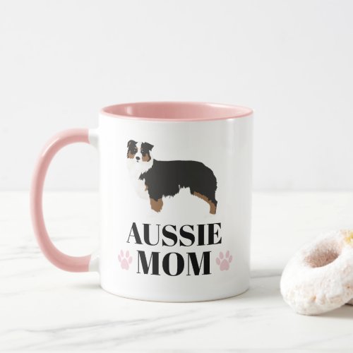 Tricolored Australian Shepherd dog mom with photo Mug