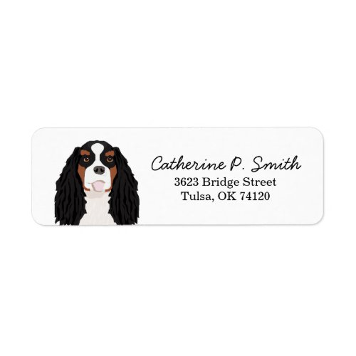 Tricolored Cavalier King Charles Spaniel Return Label