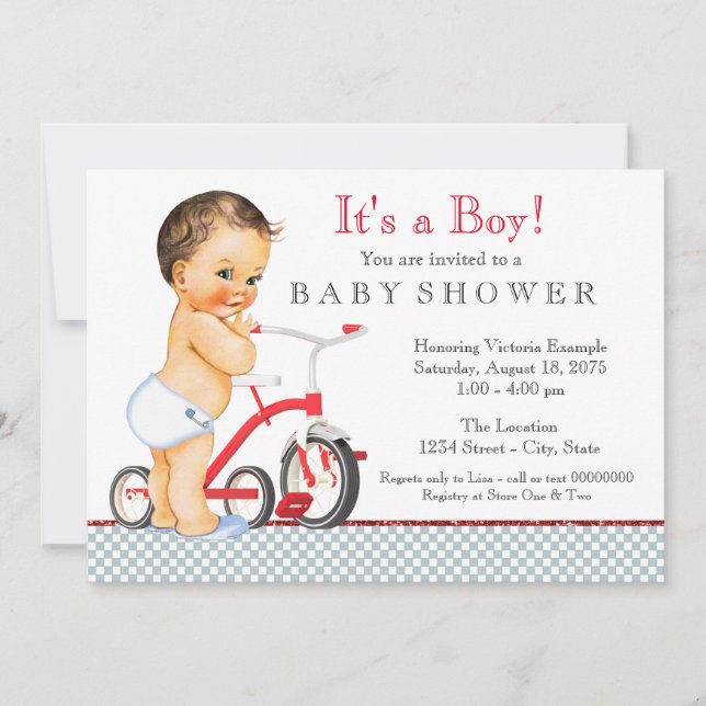 Tricycle Baby Shower Invitation (Front)