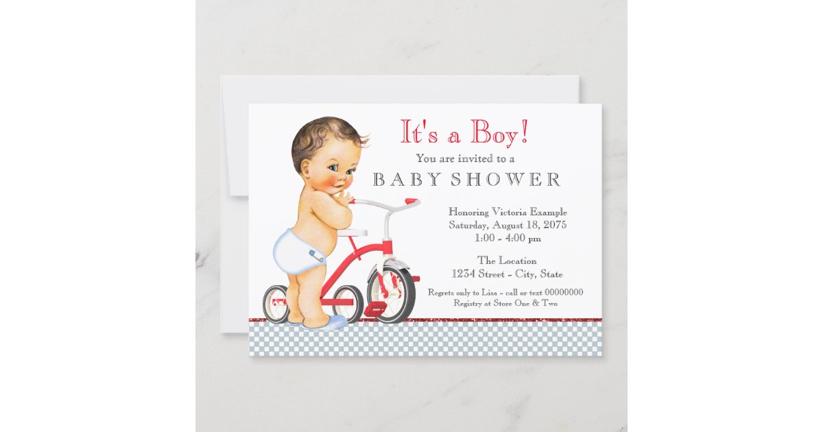 Tricycle Baby Shower Invitation Zazzle