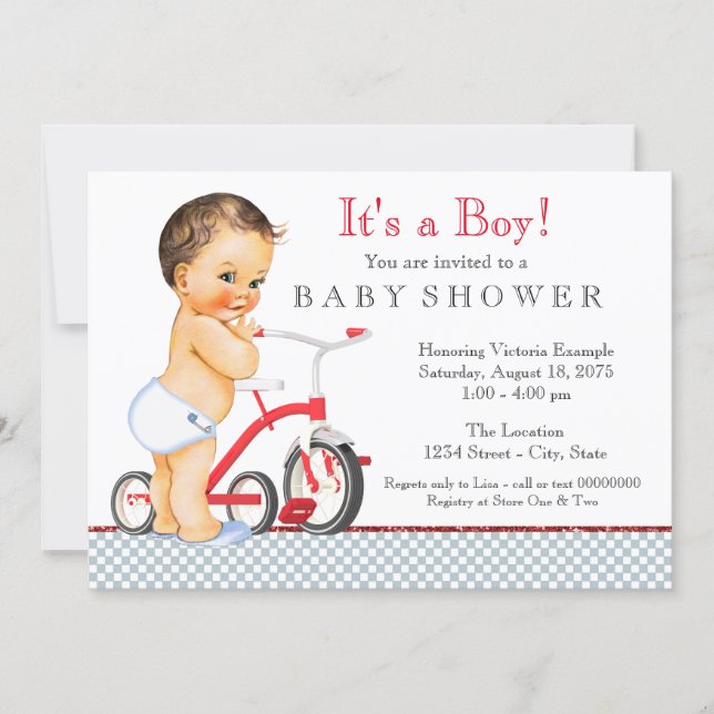 Tricycle Baby Shower Invitation (Front)