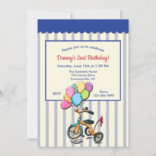 Tricycle Birthday Party Invitation