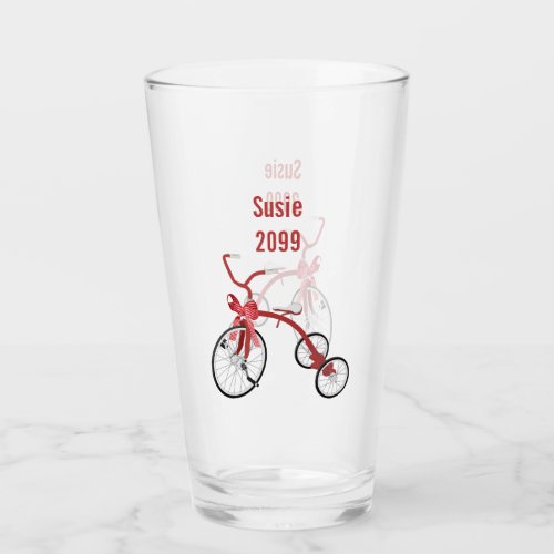Tricycle Christmas Kids Pint Soda Glass 