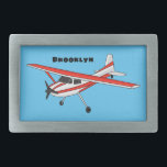 Tricycle gear aircraft cartoon belt buckle<br><div class="desc">Fly high with this cute fixed wing plane. Drawn in simple illustration style.</div>