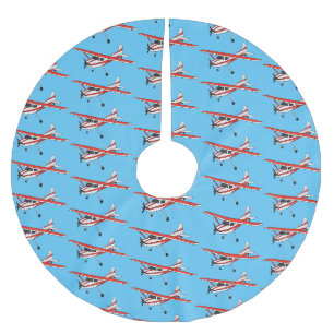 Tricycle gear aircraft cartoon brushed polyester tree skirt