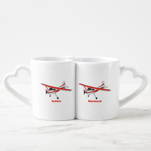 Tricycle gear aircraft cartoon coffee mug set