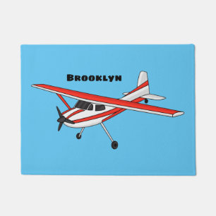 Tricycle gear aircraft cartoon doormat