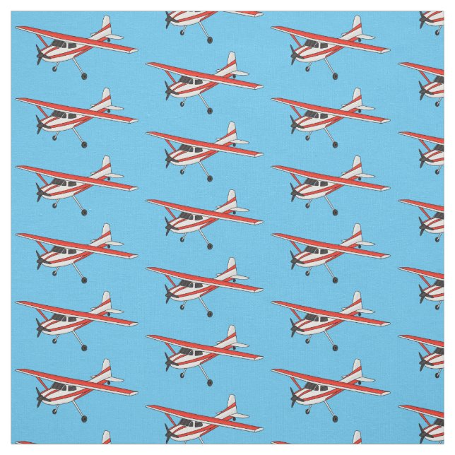 Tricycle gear aircraft cartoon fabric (Swatch)