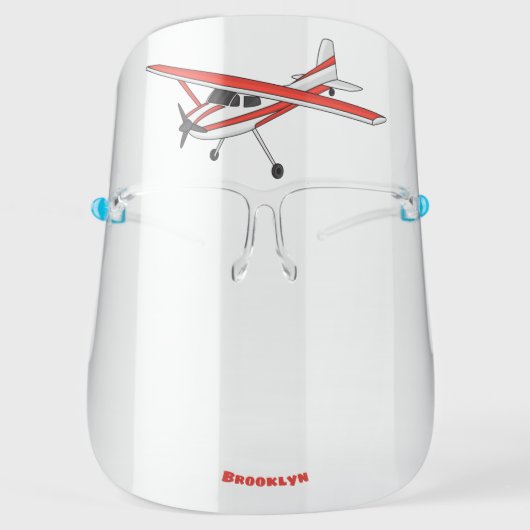 Tricycle gear aircraft cartoon face shield (Front)