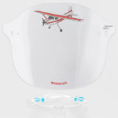 Tricycle gear aircraft cartoon face shield (Front w/Glasses)