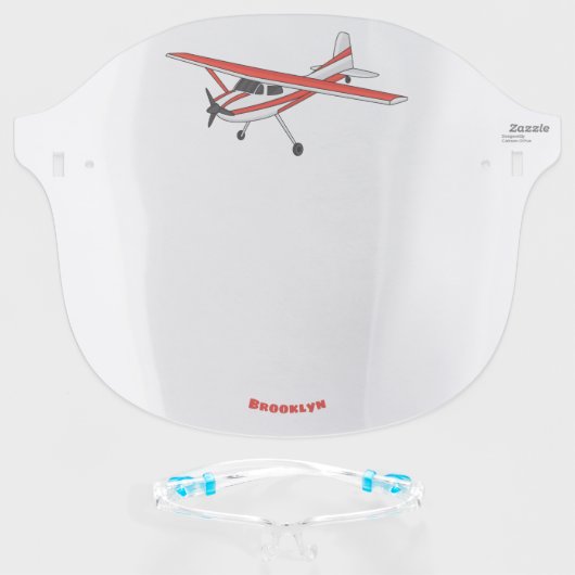 Tricycle gear aircraft cartoon face shield (Front w/Glasses)