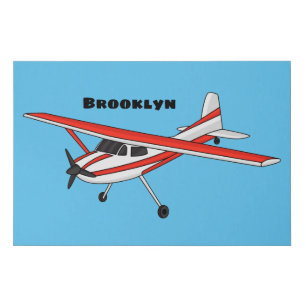 Tricycle gear aircraft cartoon  faux canvas print
