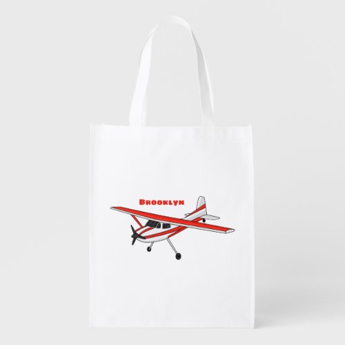 Tricycle gear aircraft cartoon grocery bag