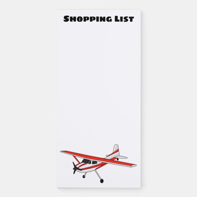Tricycle gear aircraft cartoon magnetic notepad (Front)