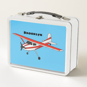 Tricycle gear aircraft cartoon metal lunch box