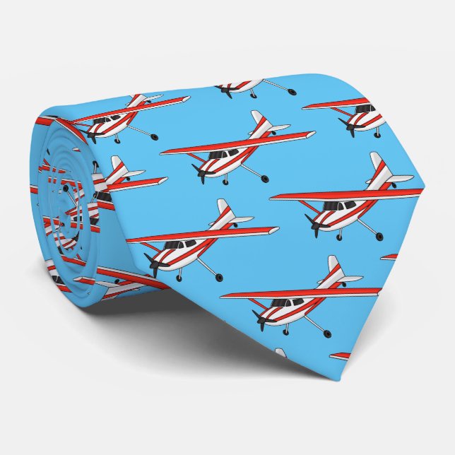 Tricycle gear aircraft cartoon neck tie (Rolled)