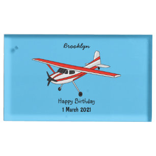 Tricycle gear aircraft cartoon place card holder