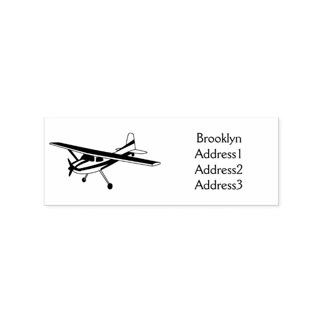 Tricycle gear aircraft cartoon rubber stamp (Imprint)