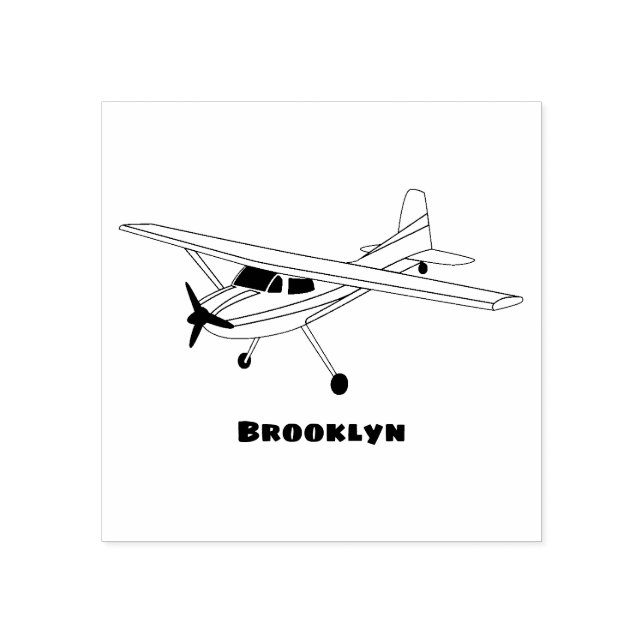 Tricycle gear aircraft cartoon rubber stamp (Imprint)