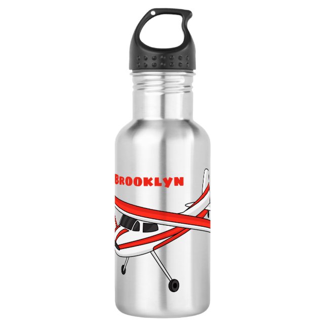 Tricycle gear aircraft cartoon stainless steel water bottle (Front)