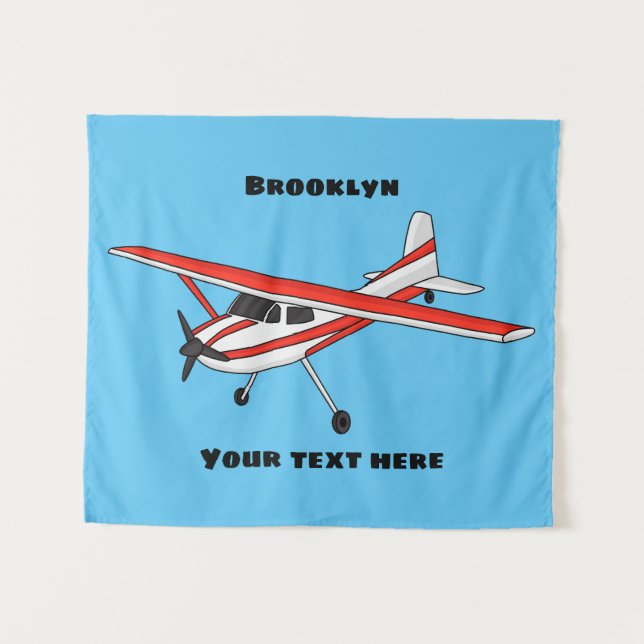 Tricycle gear aircraft cartoon tapestry (Front (Horizontal))