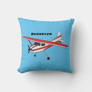 Tricycle gear aircraft cartoon throw pillow