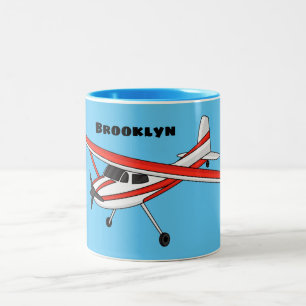 Tricycle gear aircraft cartoon Two-Tone coffee mug