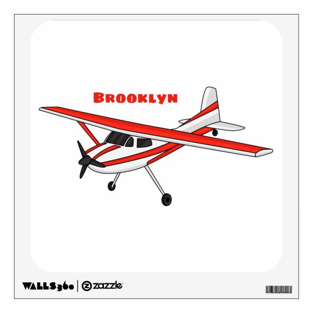 Tricycle gear aircraft cartoon wall decal (Front)