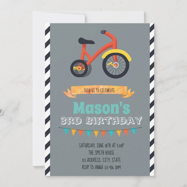 Tricycle party invitation (Front)