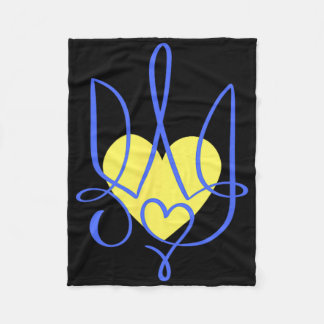 Trident Coat Of Arms Ukraine Gift Heart Fleece Blanket