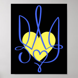 Trident Coat Of Arms Ukraine Gift Heart Poster