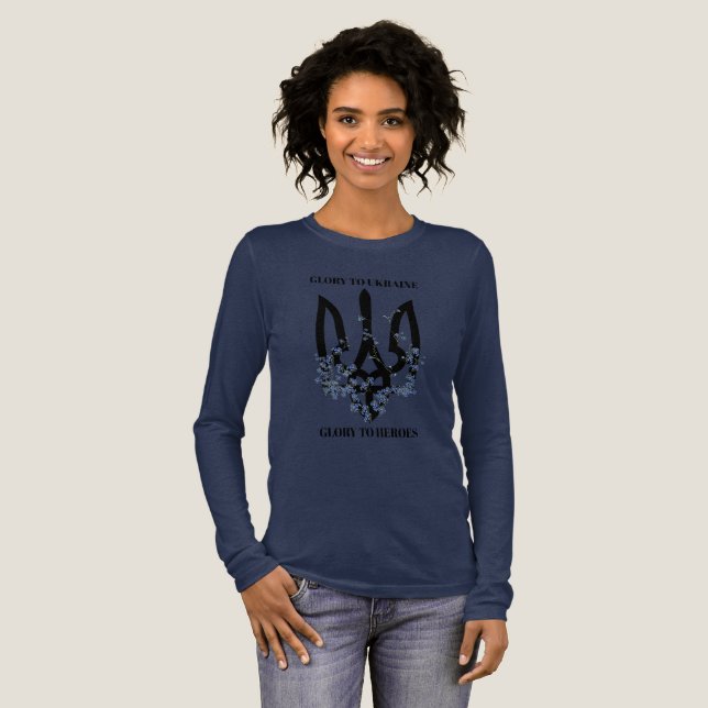 Trident. Glory To Ukraine & Glory to Heroes. Tri-Blend Shirt (Full Front)