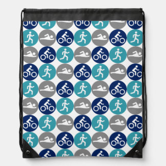 Tridots (teal/gray/navy) drawstring bag