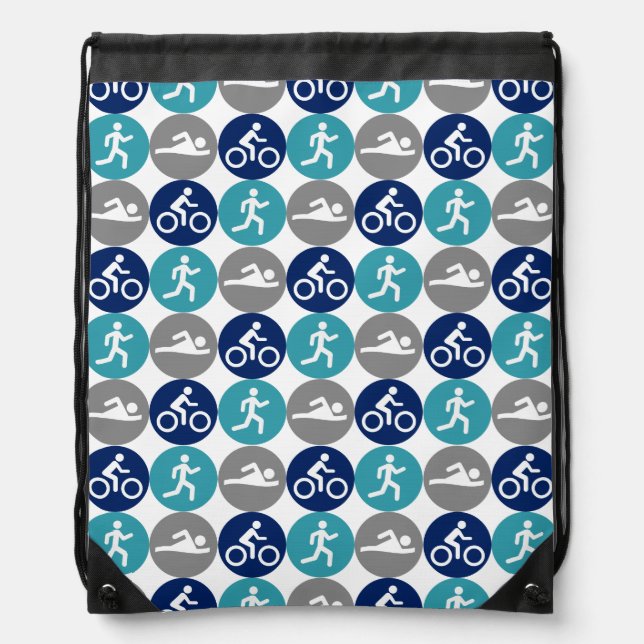 Tridots (teal/gray/navy) drawstring bag (Front)