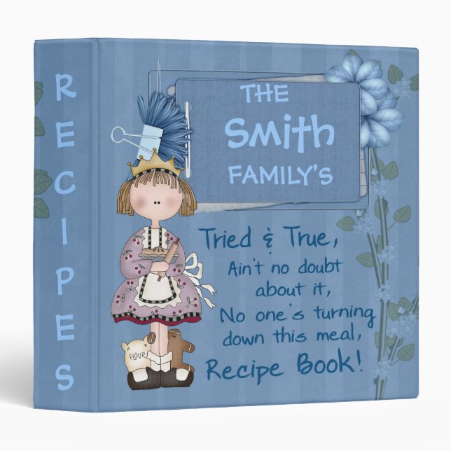 Tried & True Personalized Family Recipe Blue Binder (Front/Spine)