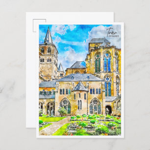 Trier Germany vintage travel watercolor Postcard