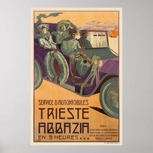 Trieste Abbazia Italy Vintage Poster 1911