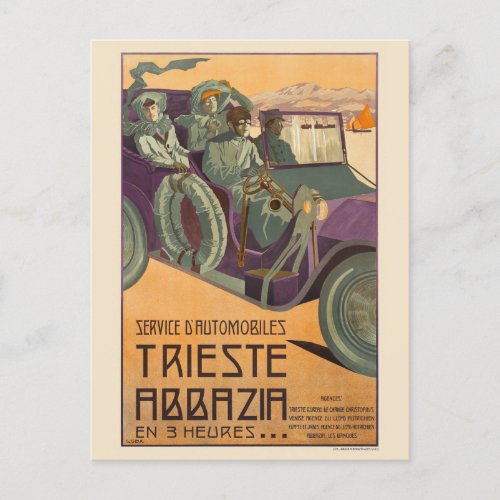 Trieste Abbazia Italy Vintage Poster 1911 Postcard