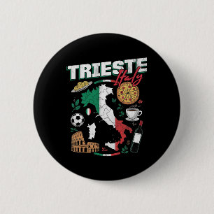 Trieste Italy Italia Italian Flag Map Souvenirs Button