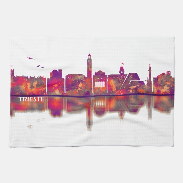 Trieste Italy Skyline Kitchen Towel (Horizontal)