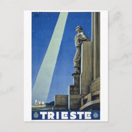 Trieste Italy Vintage Travel Poster Restored Postcard