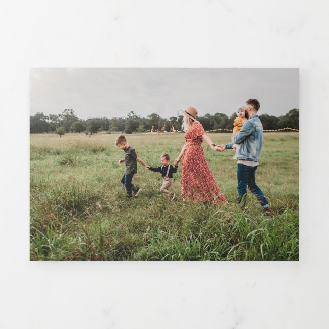 Trifold 4 Photo Christmas Card Watercolor Monogram (Cover)