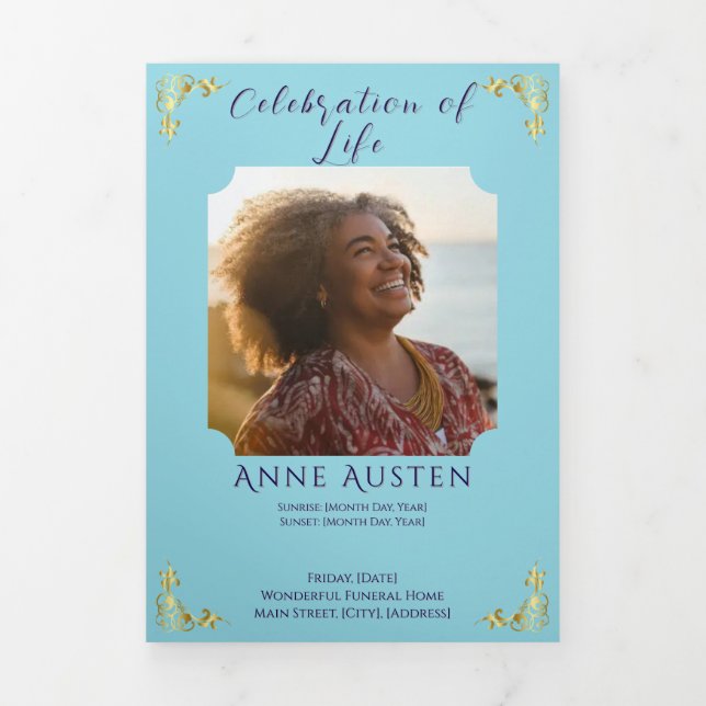 Trifold Funeral Program – Celebration of Life (Cover)